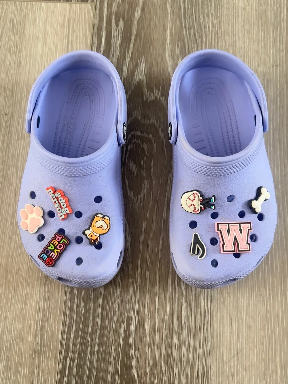 CROCS Kids Light Purple Clog Sandals with Charm Decorations